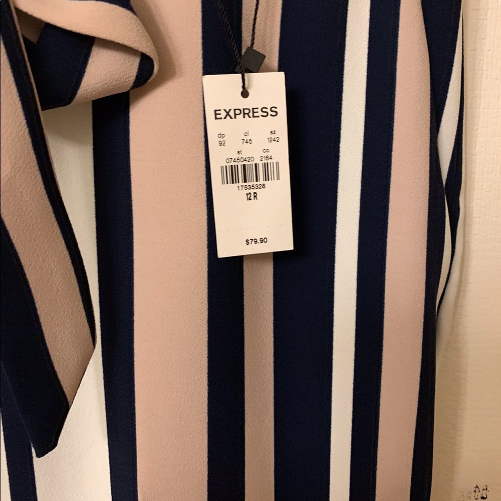 Express Striped Tie-Waist Pants - Picture 2 of 3